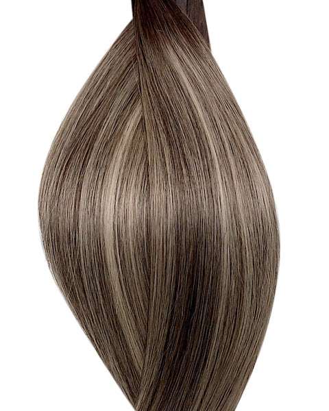 #t2p2/60b balayage dark brown platinum ash blonde mix iced espresso nano hair extension